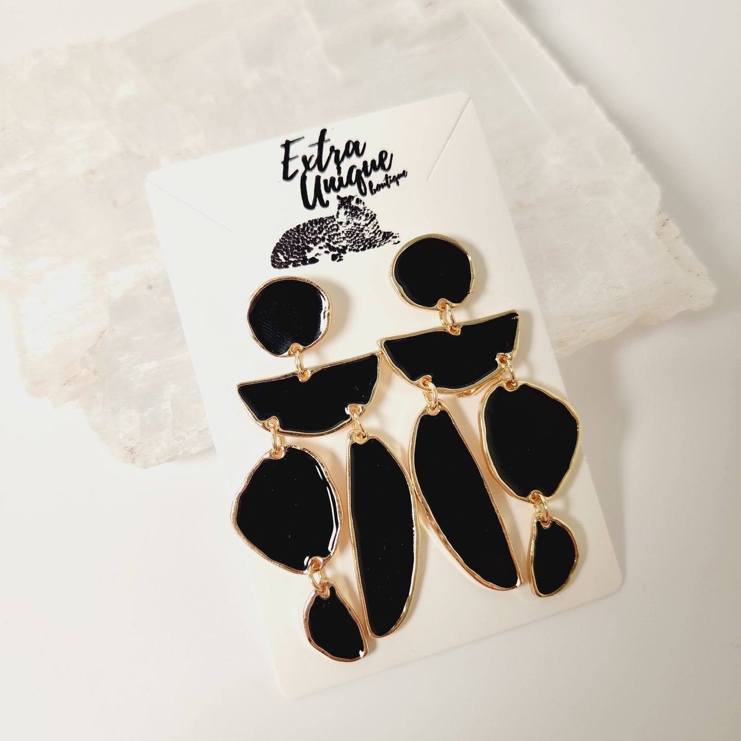 Black & Gold Geometric Shape Earrings