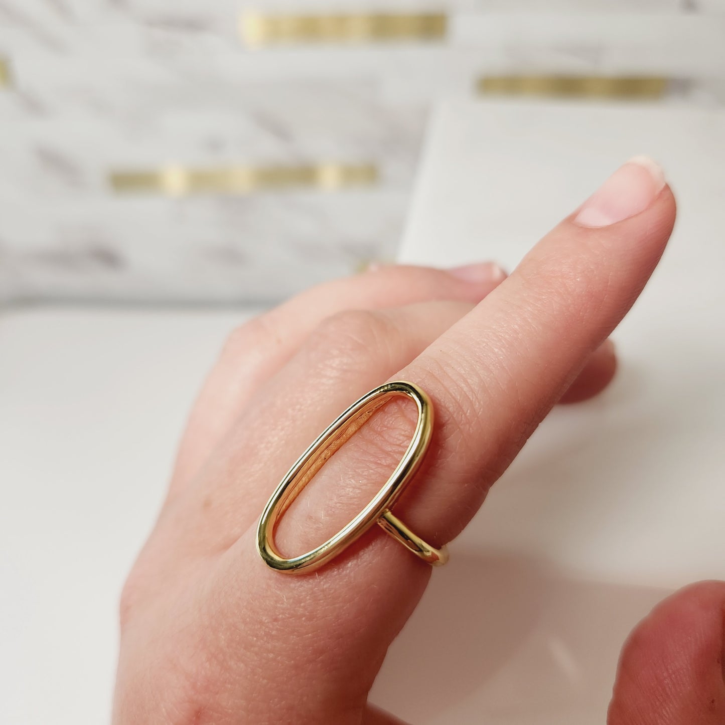 Simple Oval Goldtone Adjustable Ring