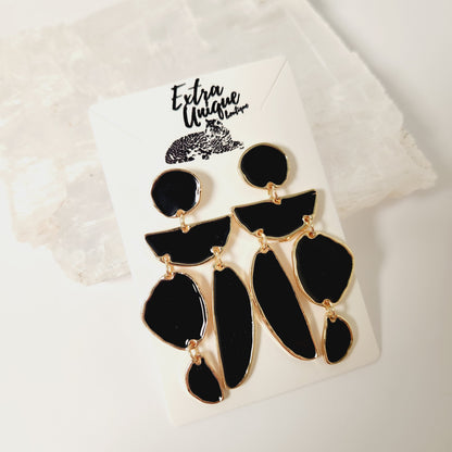 Black & Gold Geometric Shape Earrings