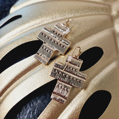 Leopard Western Cross Earrings