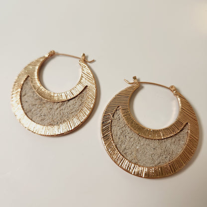 Leopard Genuine Leather Saddle Style Disk Earrings