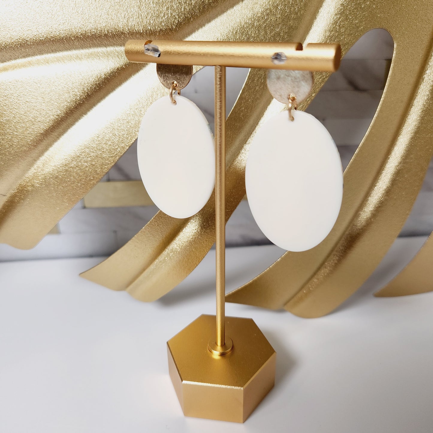 Geometric Tiger Acetate Drop Earrings
