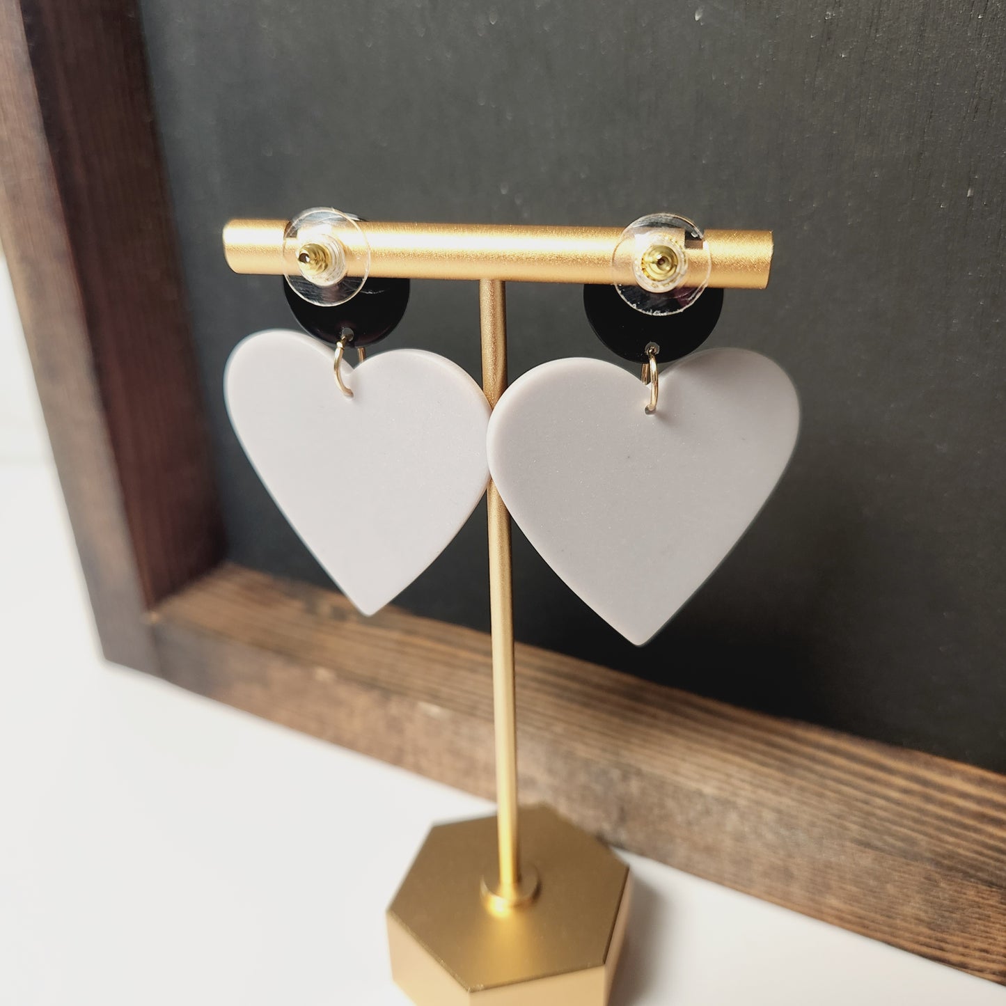 Acetate Heart Cow Skull Drop Earrings