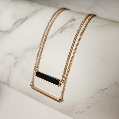 Double Layer Chain Bar Necklace Set Two Piece Stackable Necklace