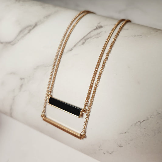 Double Layer Chain Bar Necklace Set Two Piece Stackable Necklace