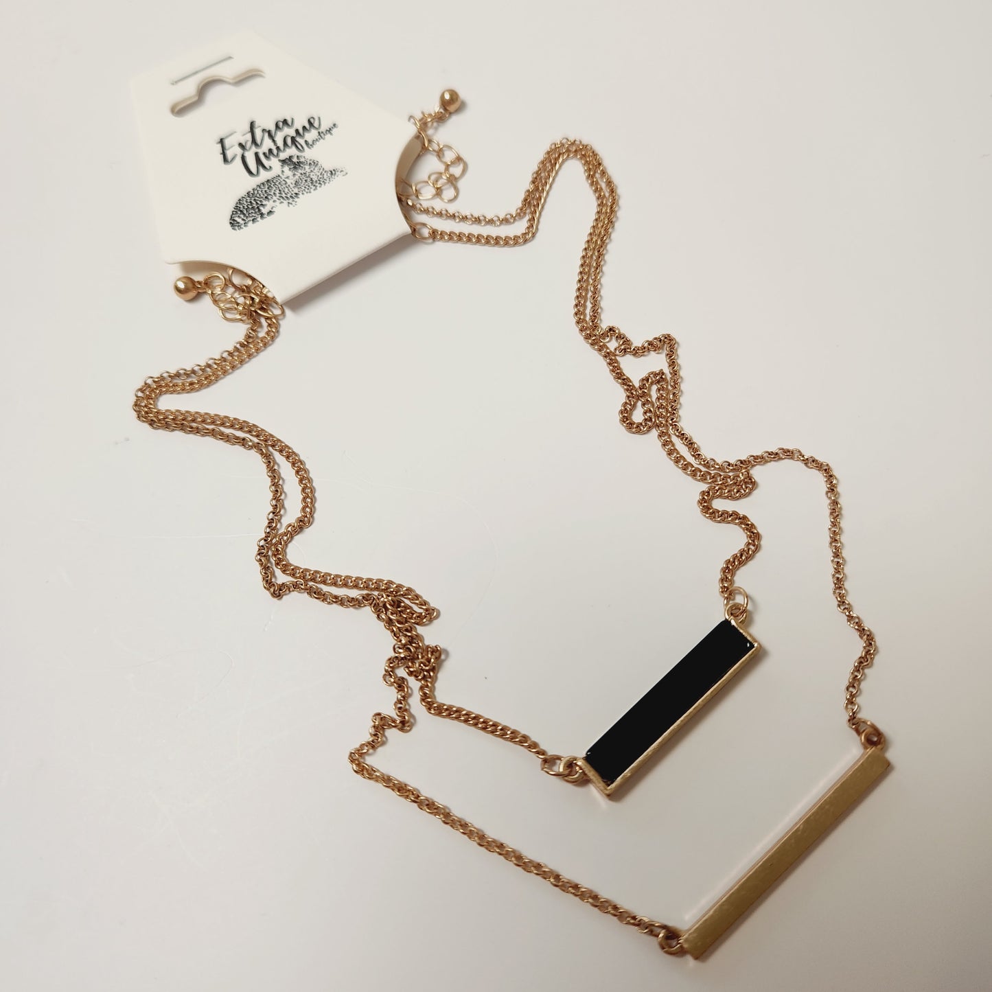 Double Layer Chain Bar Necklace Set Two Piece Stackable Necklace