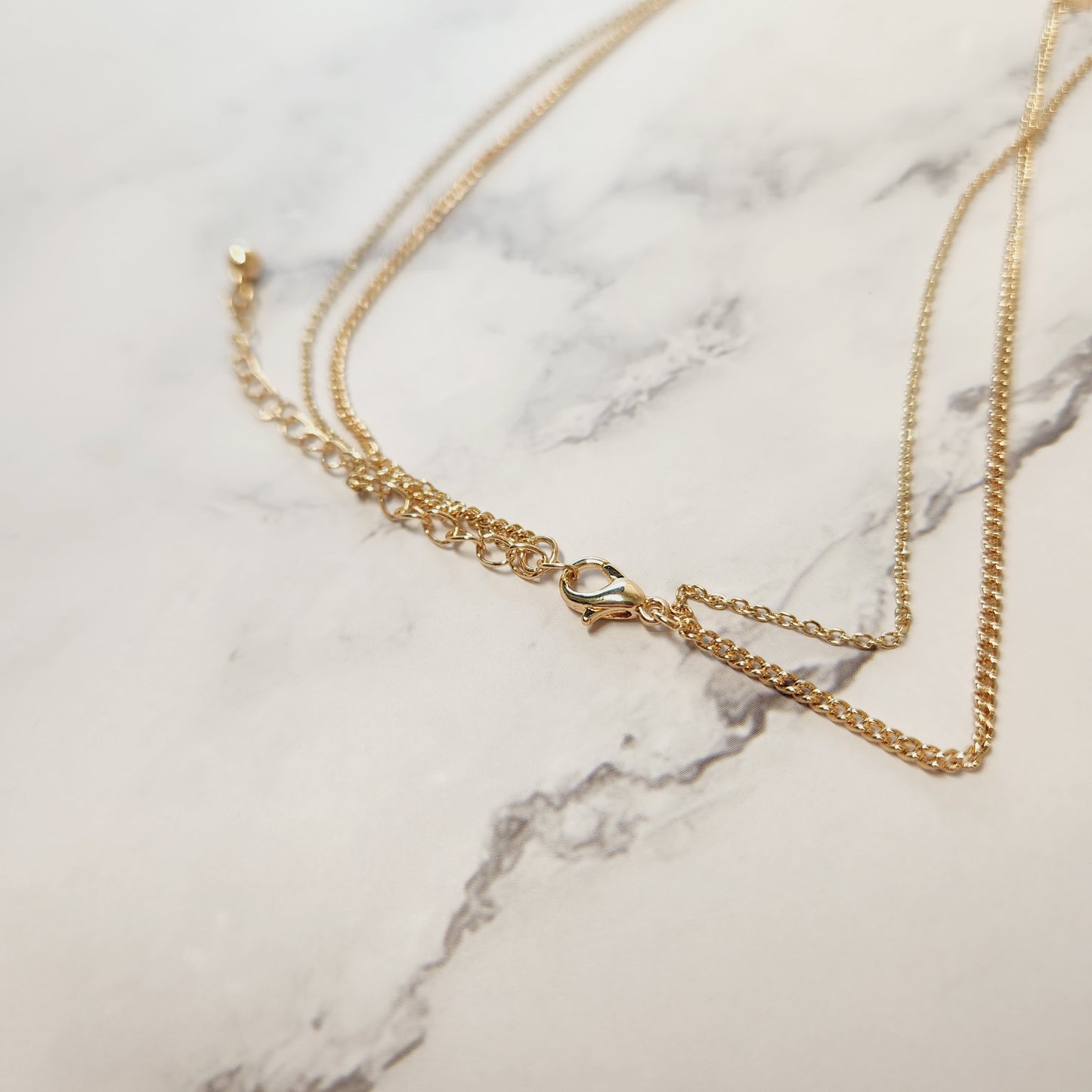 Howlite Druzy Moon Layered Goldtone Necklace