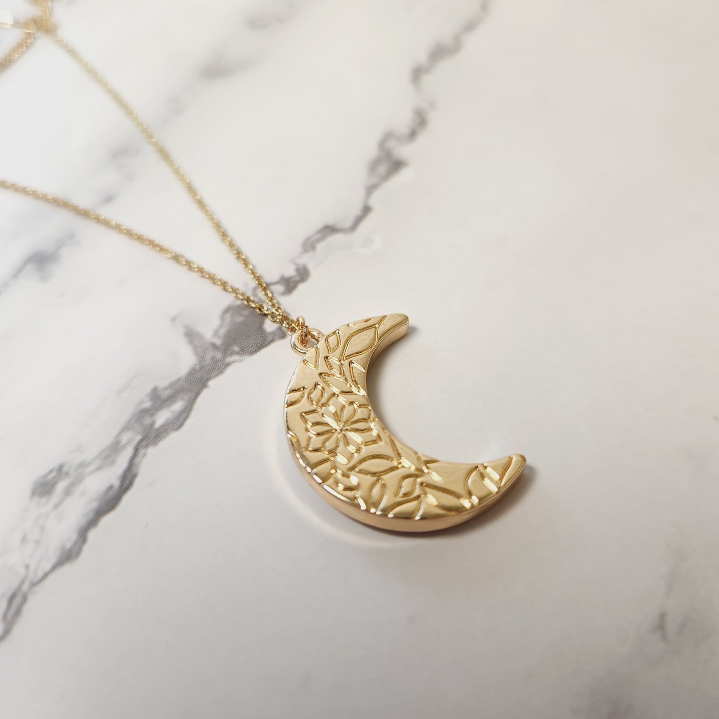 Howlite Druzy Moon Layered Goldtone Necklace