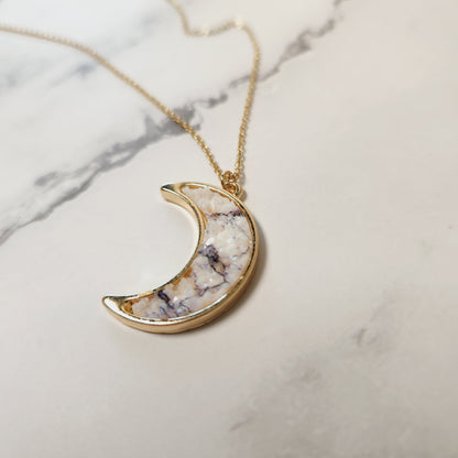 Howlite Druzy Moon Layered Goldtone Necklace