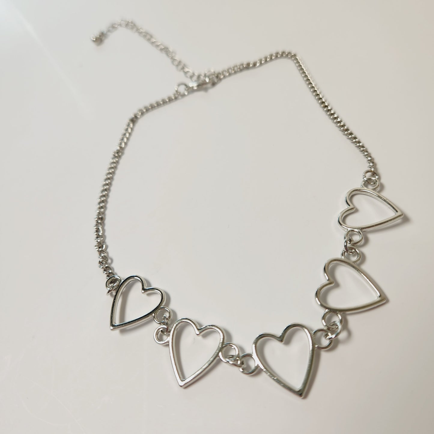 Layered Silver Chain Heart Necklace