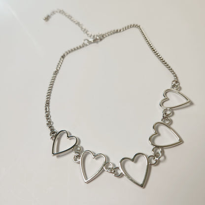 Layered Silver Chain Heart Necklace