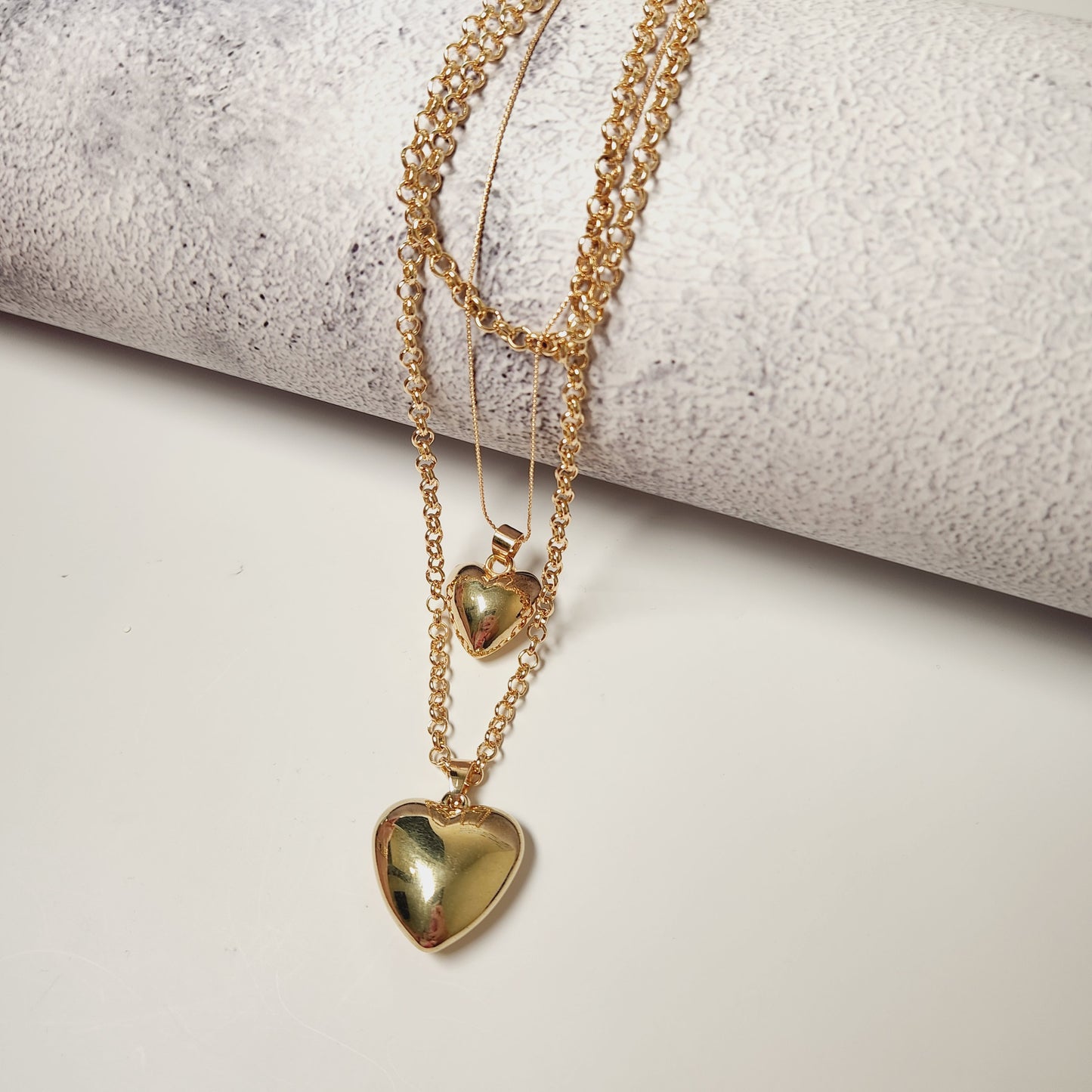 Goldtone Heart Necklace and Earring Set