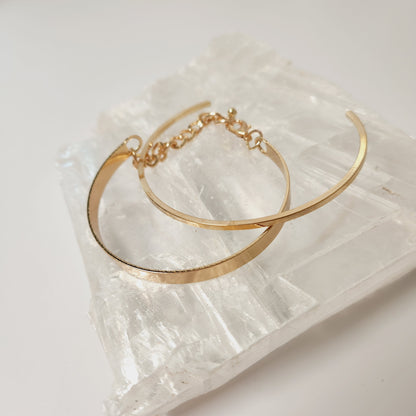 Goldtone Stacking Bracelet Chain and Cuff Set