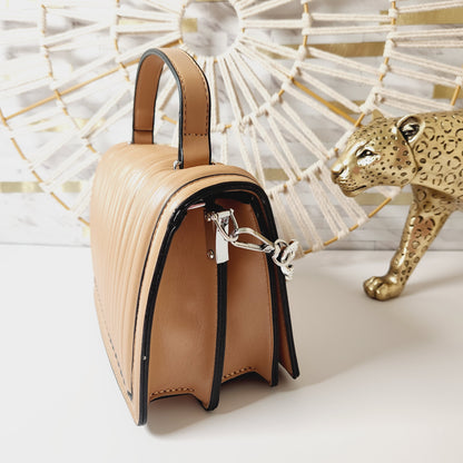 Tan Rhinestone Chain Crossbody Purse