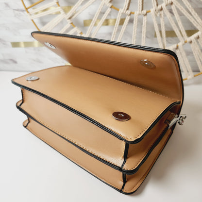 Tan Rhinestone Chain Crossbody Purse