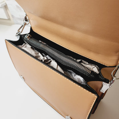 Tan Rhinestone Chain Crossbody Purse