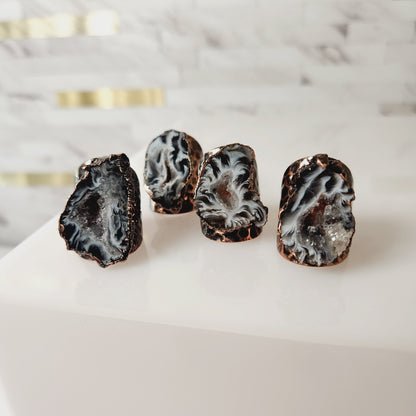 Natural Druzy Agate Gemstone Adjustable Ring