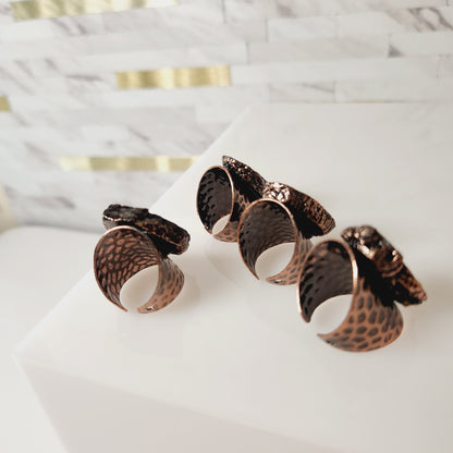 Natural Druzy Agate Gemstone Adjustable Ring