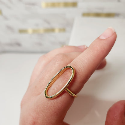 Simple Oval Goldtone Adjustable Ring