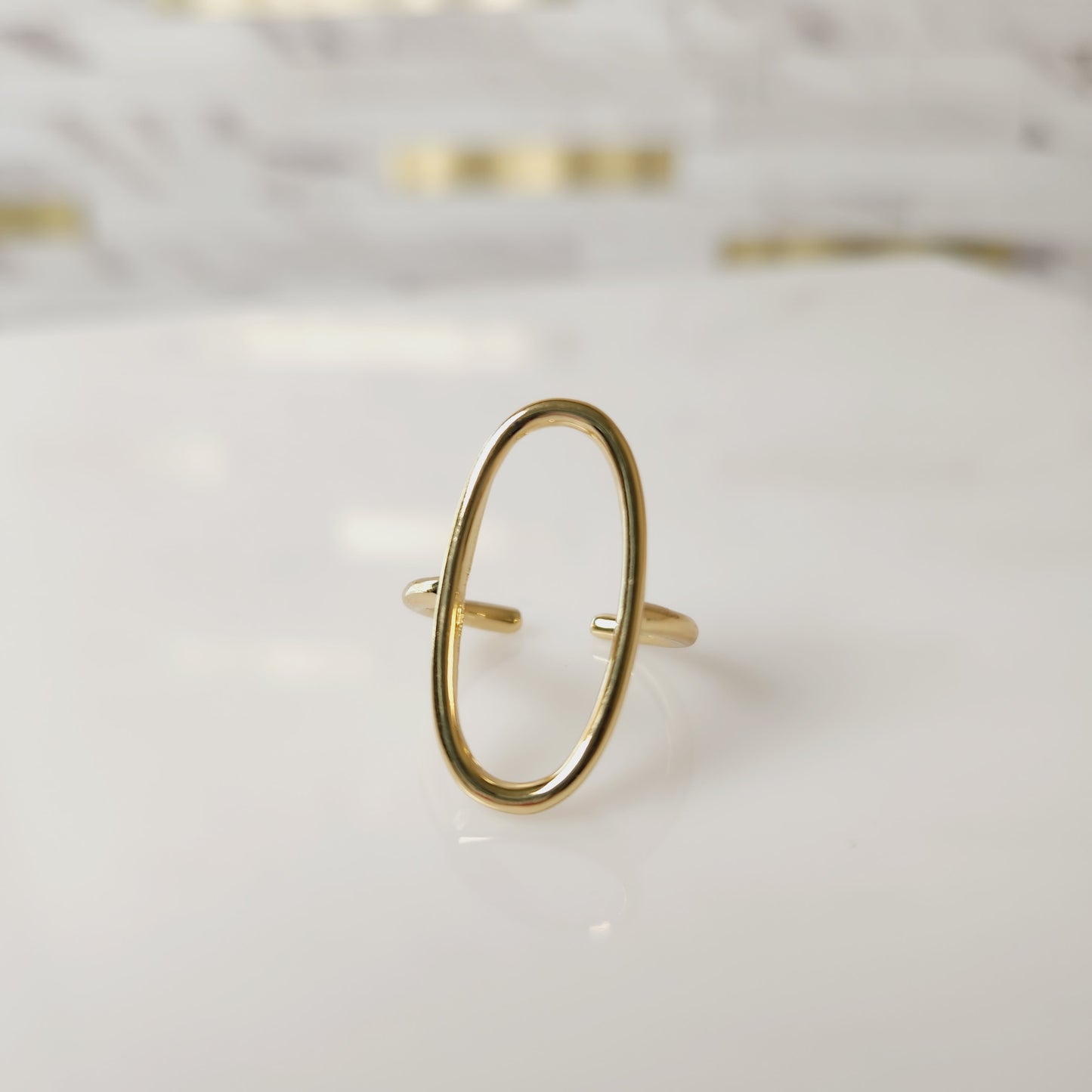 Simple Oval Goldtone Adjustable Ring