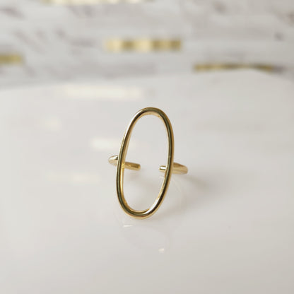 Simple Oval Goldtone Adjustable Ring