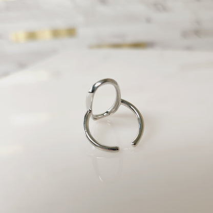 Simple Oval Silvertone Adjustable Ring