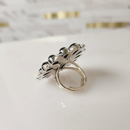 Black Onyx Solid Sterling Silver Adjustable Ring