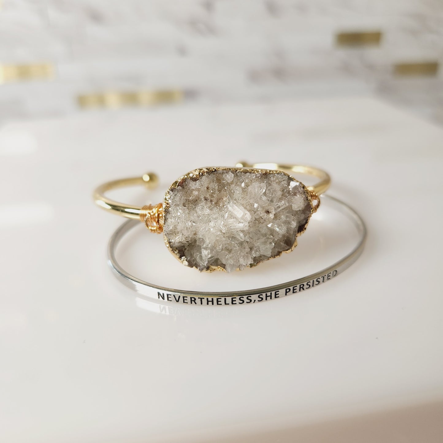 Nevertheless, She Persisted Inspirational Bangle Bracelet