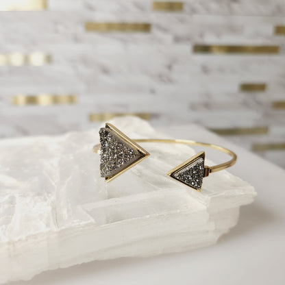 Druzy Triangle Stone Bangle Adjustable Bracelet
