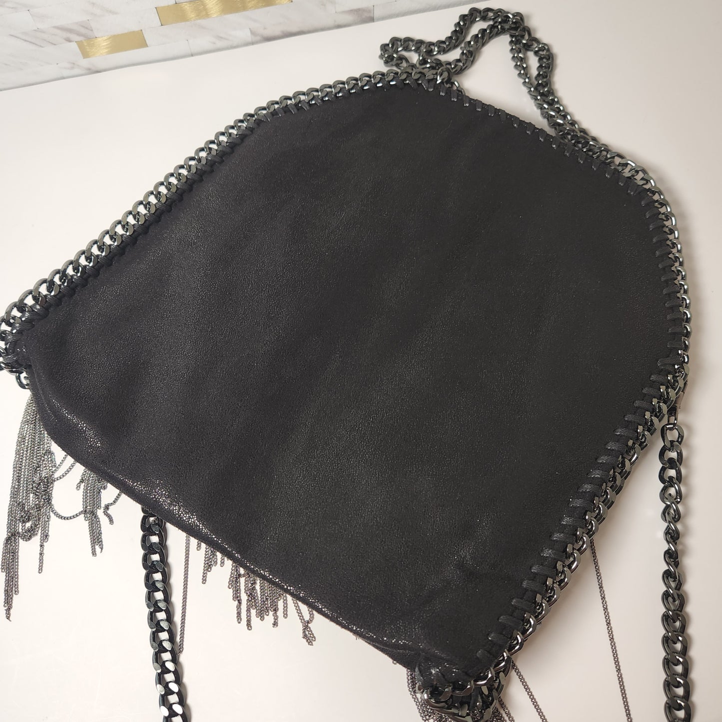 Black Chain Fringe Hexagon Purse