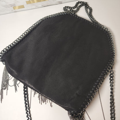 Black Chain Fringe Hexagon Purse