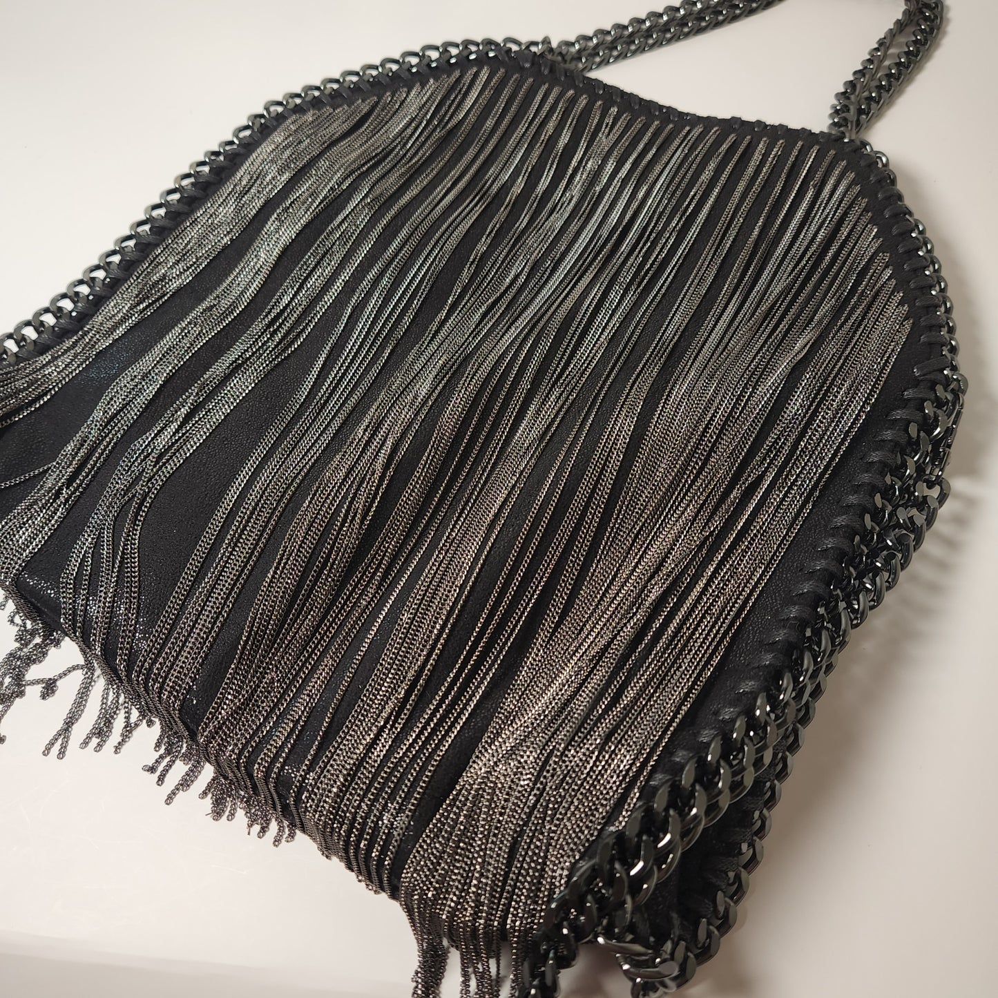 Black Chain Fringe Hexagon Purse