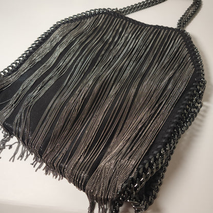 Black Chain Fringe Hexagon Purse
