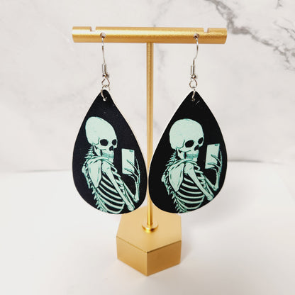 Skeleton Selfie Vegan Leather Earrings