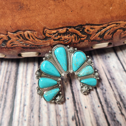 Large Turquoise Aviana Silvertone Ring