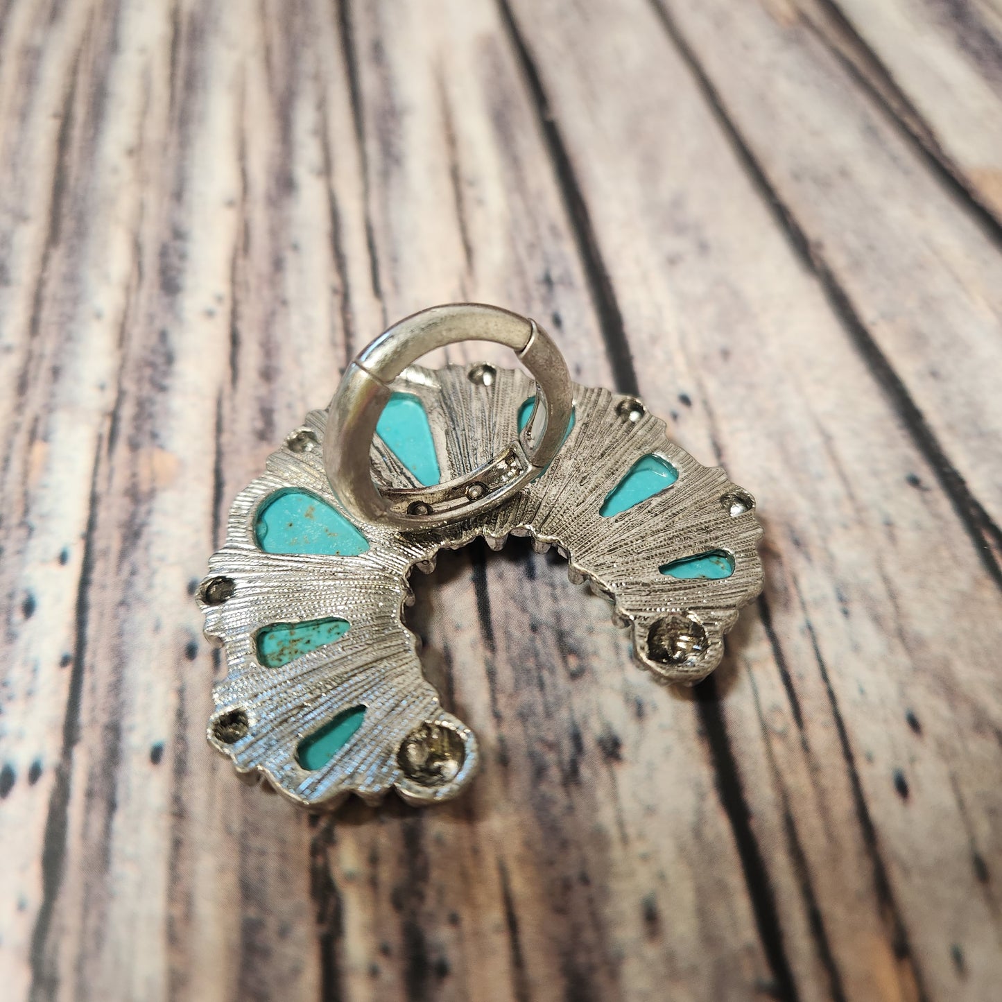 Large Turquoise Aviana Silvertone Ring
