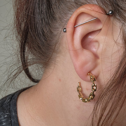 Goldtone Chain Hoop Earrings