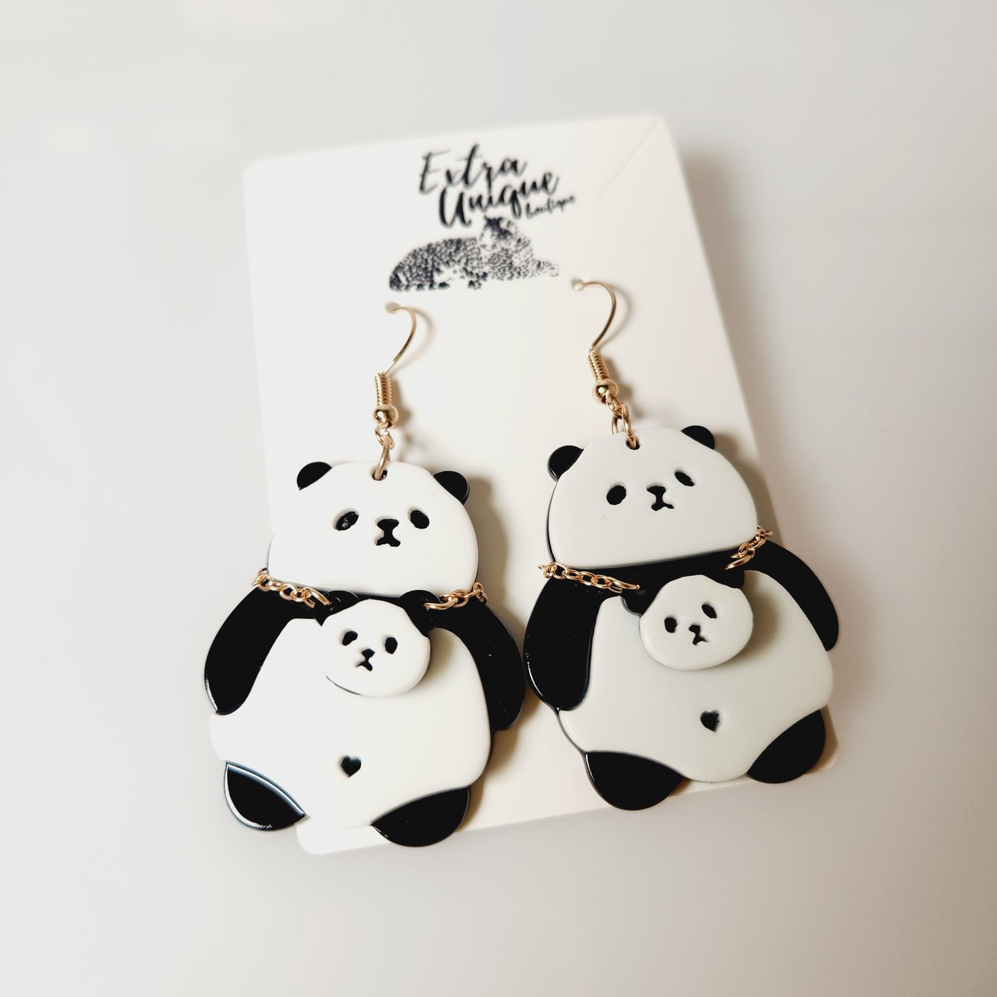 Cute Panda With Backpack Acrylic Earrings