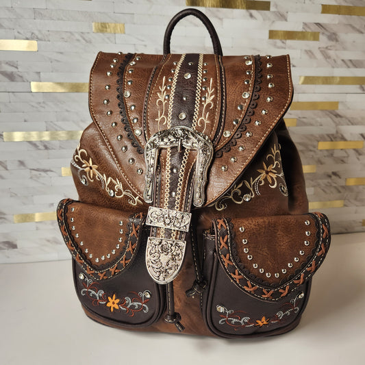Brown Western Backpack with Buckle