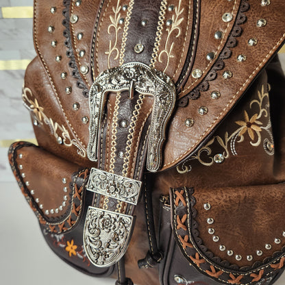 Brown Western Backpack with Buckle