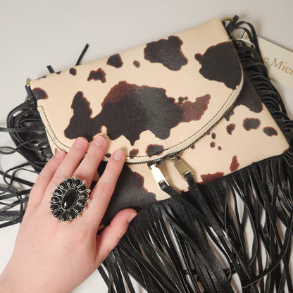 Western Fringe Cowhide Crossbody